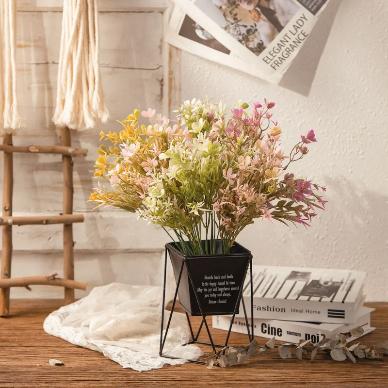 

Искусственные растения, имитация сливы, травы, листья, искусственный цветок для свадьбы, дома, сада, украшения стола, ваза «сделай сам», декоративные аксессуары