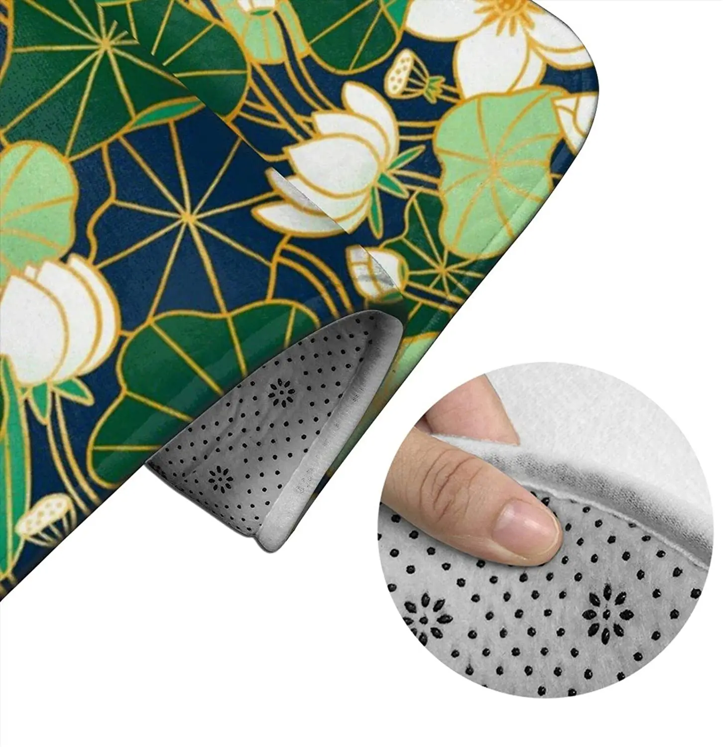 

Lily Pond Large Scale Fl Bathroom Mat Sets 3 Piece Set Rugs Memory Foam Mat Set Toilet Seat Cover Bath mat Lid Cover