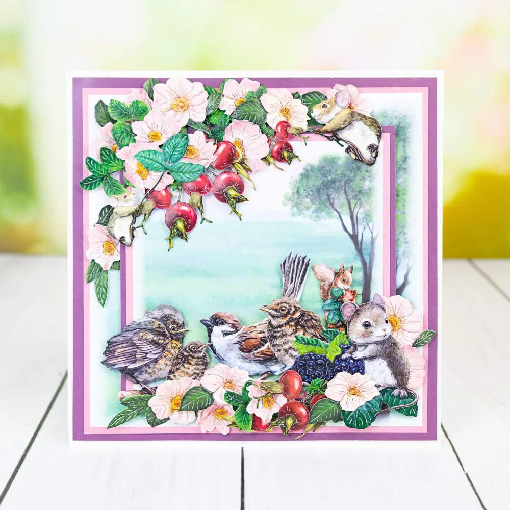 Животное птица металл Амелия цветы перья вырубные штампы силиконовые трафарет