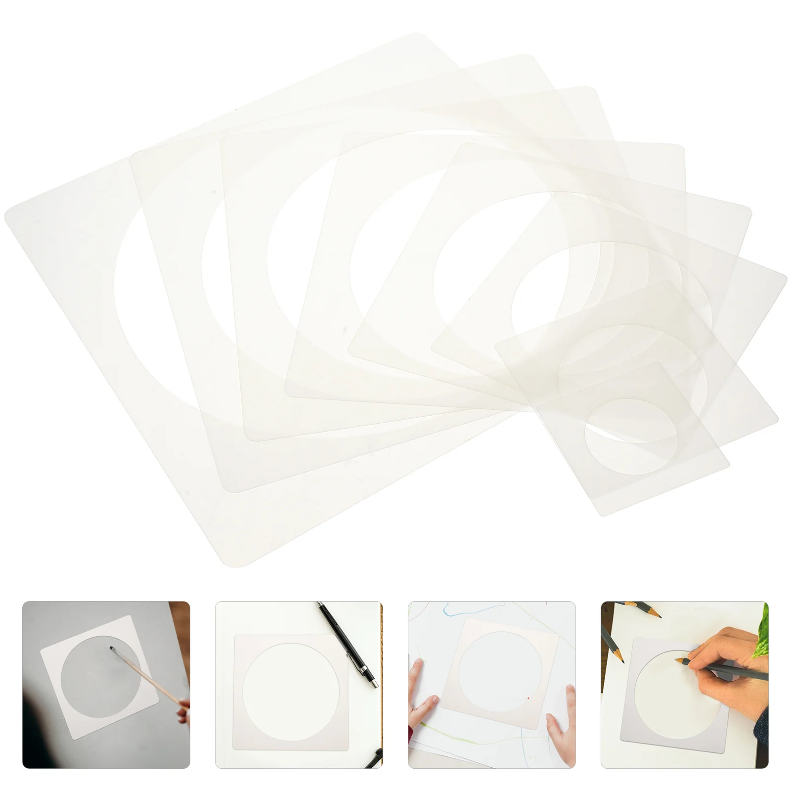 8 Pcs Fondant Molds Round Drawing Templates Circle Stencils Painting Wood Spray Template Template Drawing Supplies