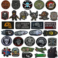 skull embroidered badges patches emblem armbands hook tactical pvc patch military for backpacks caps vests clothes decorative