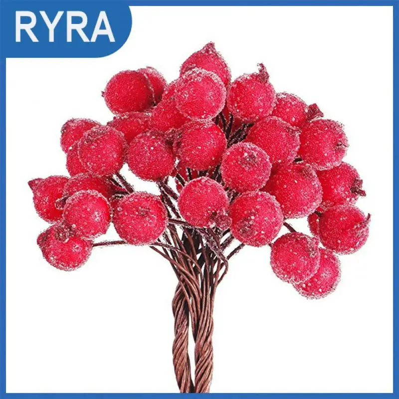 

Red Cherry Artificial Decorative Frosted Fruit Berry Diy Mini Fake Fruit Berries Home Wedding Decor Christmas Bouquet Stamen
