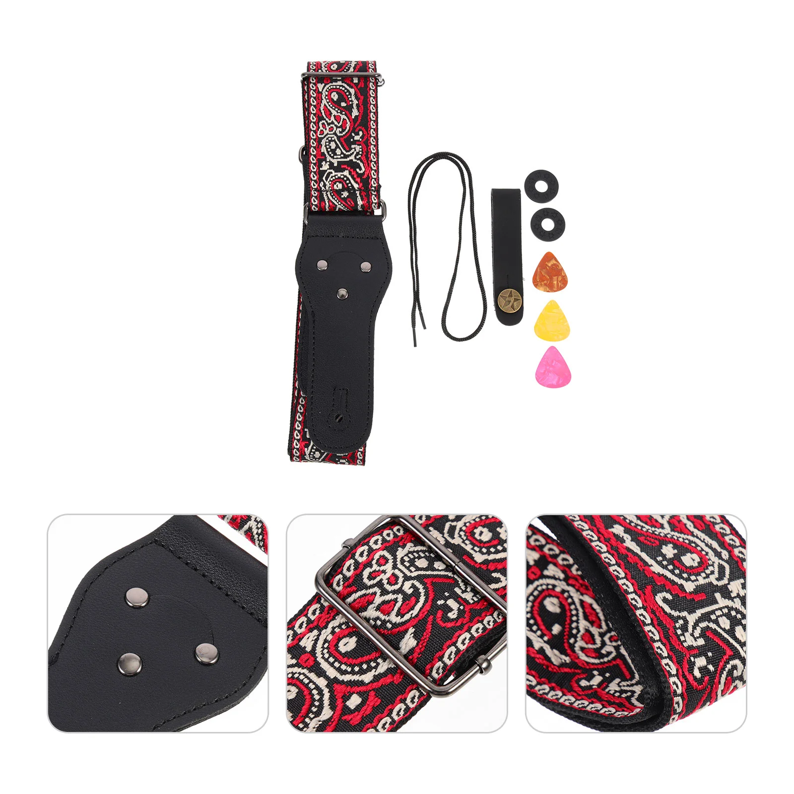 

Guitar Strap Belt Part Cloth Picks Neck Adjustable Decor Folk Wide Shoulder Bass Use Replacement