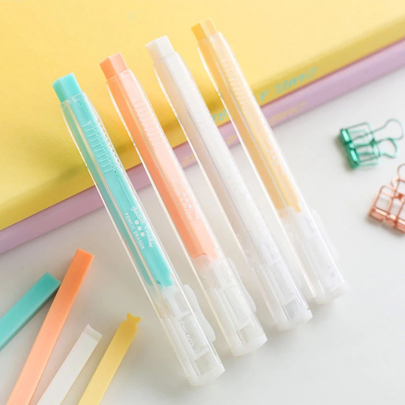 

Creative Pen-shaped Pressed Retractable Pencil Eraser Sketch Painting Stationery School Supplies Dust-free Writing Rubber Eraser