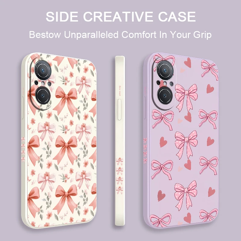 Фото Силиконовый чехол для телефона Huawei P40 Lite P30 P20 Nova 9 SE 8i Y9 Prime Y9S Y7P Y7A Y7 Pro 2019, мягкий чехол с цветочным узором и бантом №2