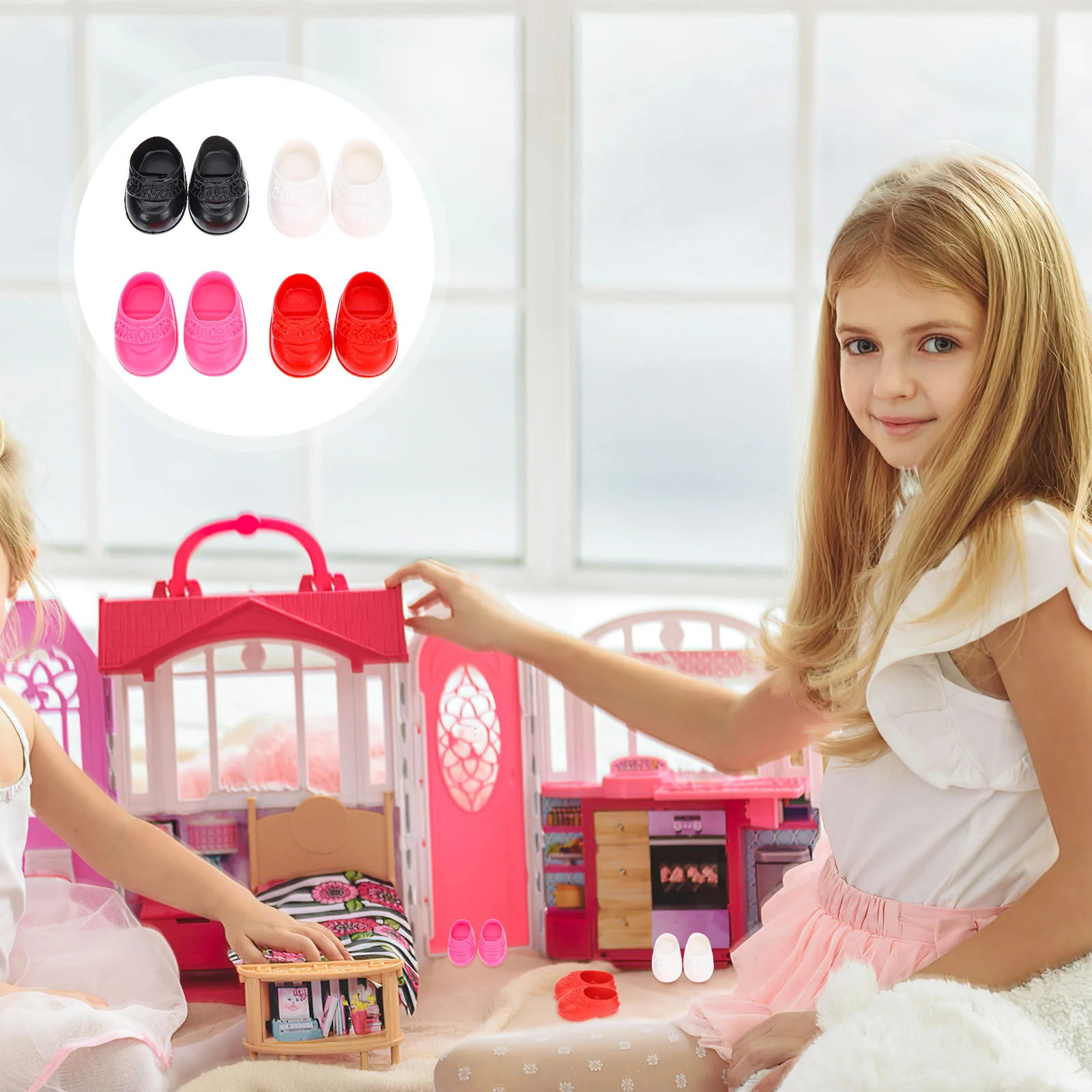 4 пары туфель на плоской подошве аксессуары для девочек миниатюрные игрушки