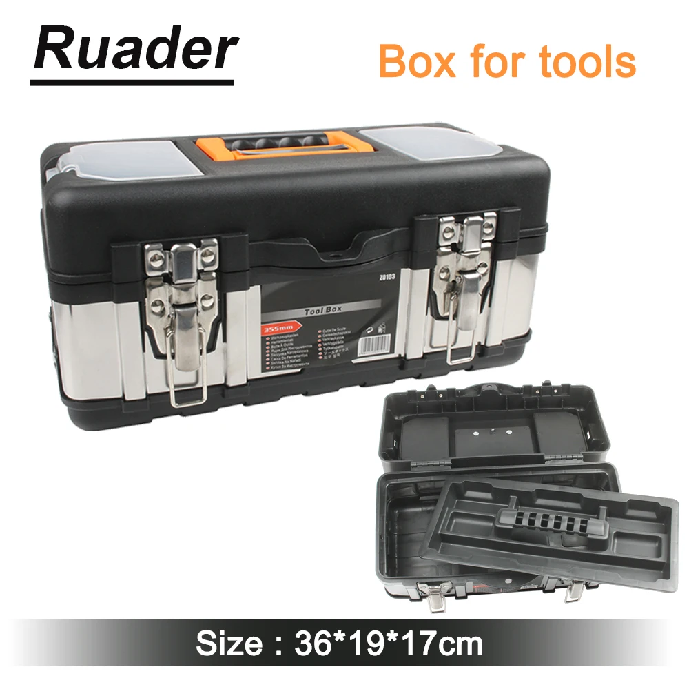 

Пластиковый большой ящик для инструментов из нержавеющей стали Z0103 36 см * 17 см * 19 см Бесплатная доставка