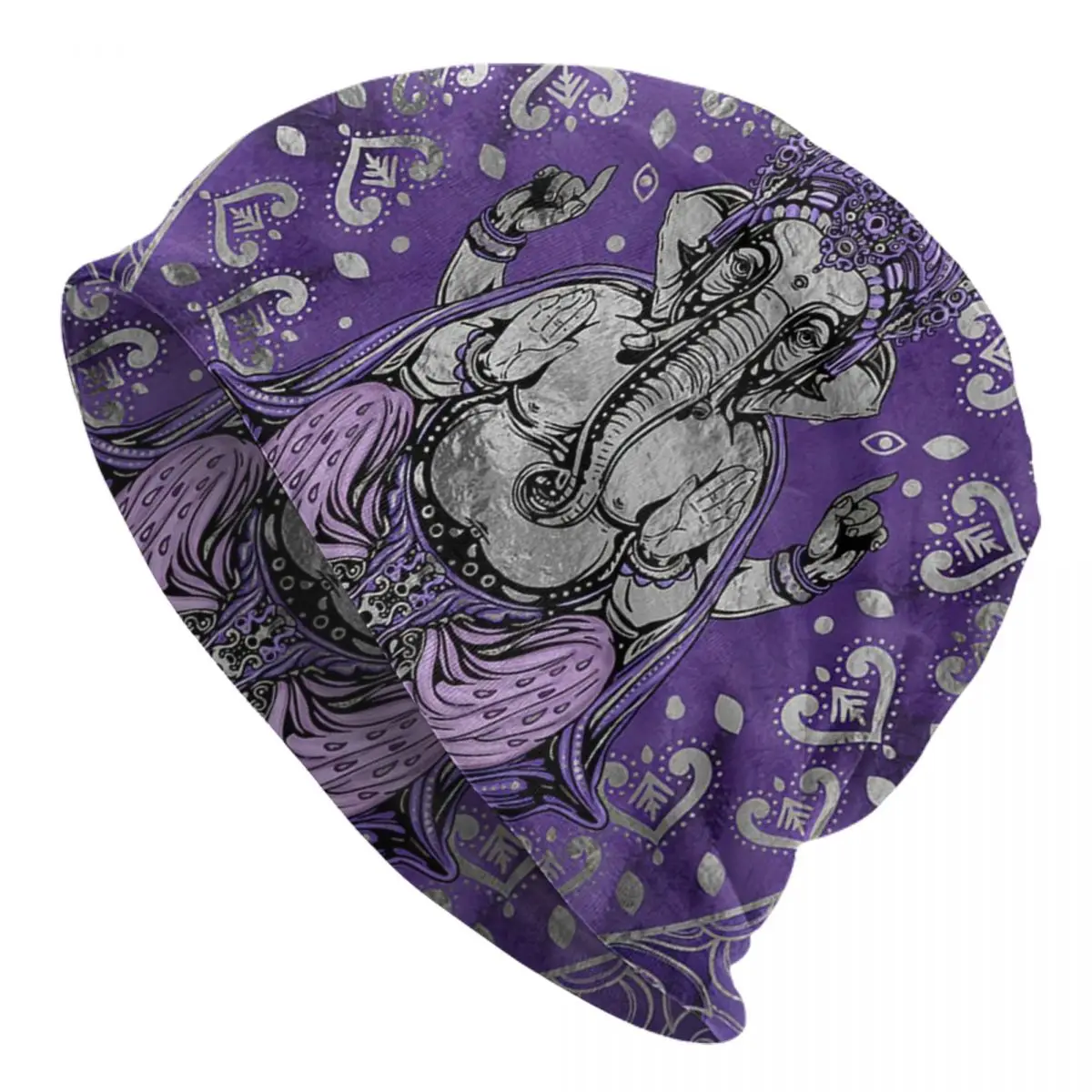 

Ganesha - Silver And Purples Adult Men's Women's Knit Hat Keep warm winter Funny knitted hat