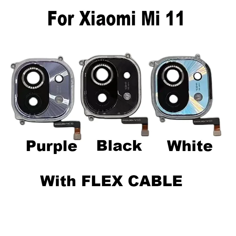 Стеклянный объектив для задней камеры Mi 11 Mi11 рамка с гибким кабелем фотография