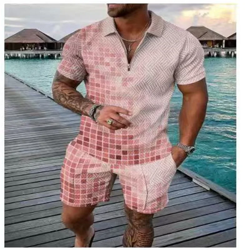 Summer brand sportswear solid color men's shorts suit Polo shirt suit daily casual beach clothing fashion slim men's Euro code images - 6