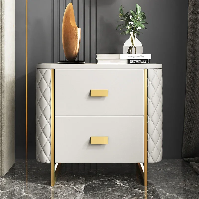 Туалетный роскошный прикроватный столик вспомогательный белый узкий ящики для