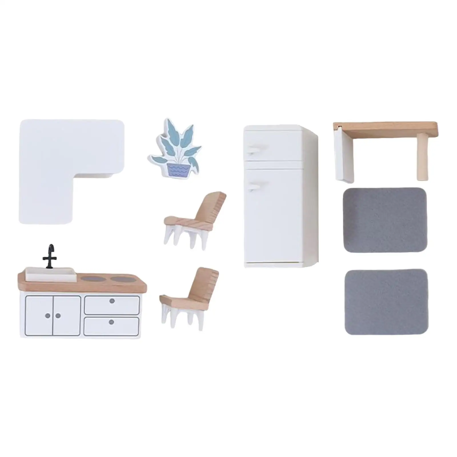 

Doll House Furniture Kit Scene Layout Retro Style DIY Photo Props Fashion 1:12 for Kids Decoration Ornament Tabletop