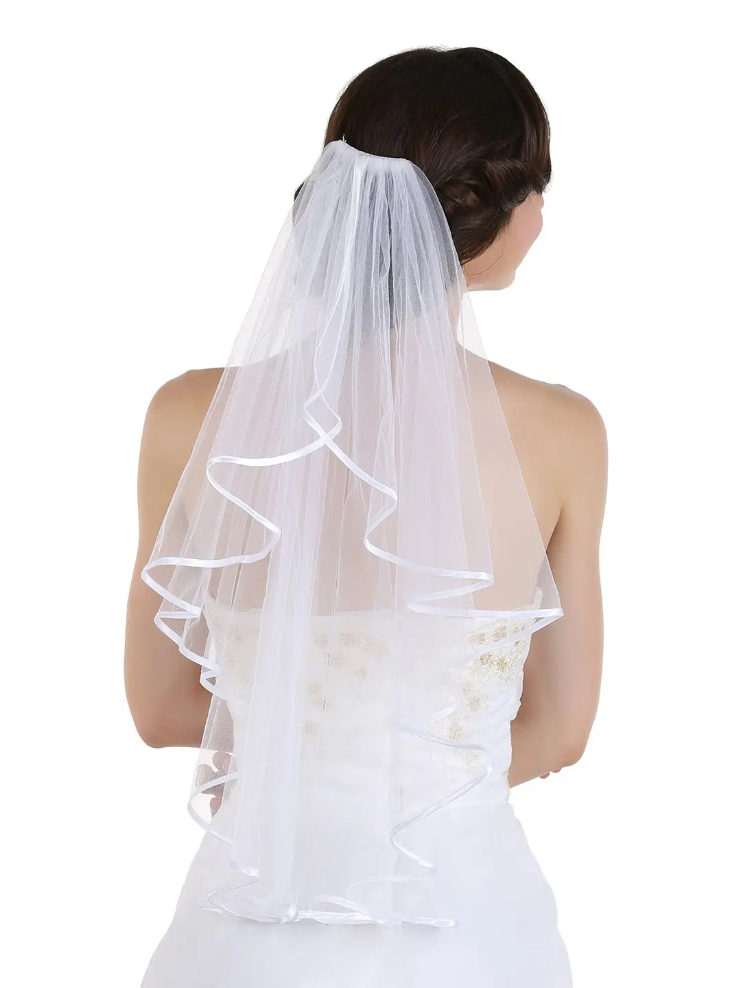 

Elegant 1T 1 Tier Ribbon Cascade lWedding Bride Bridal Veil 2023