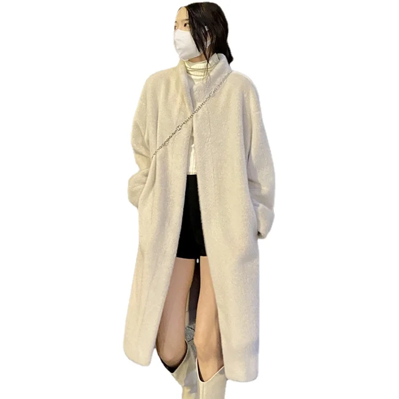 Elegant Winter Long Mink Faux Fur Coat Women Fashion Plush Fur Coats Loose High Quality Thick Warm Winter Fur Overcoat
