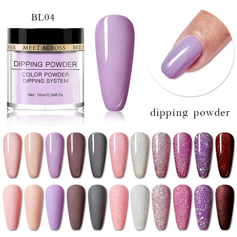 

MEET ACROSS 10g 5g Dipping Nail Powder Gradient Clear Coat Dip Nail Glitter Natural Dry For Nail Manicure Nail Art Decoration