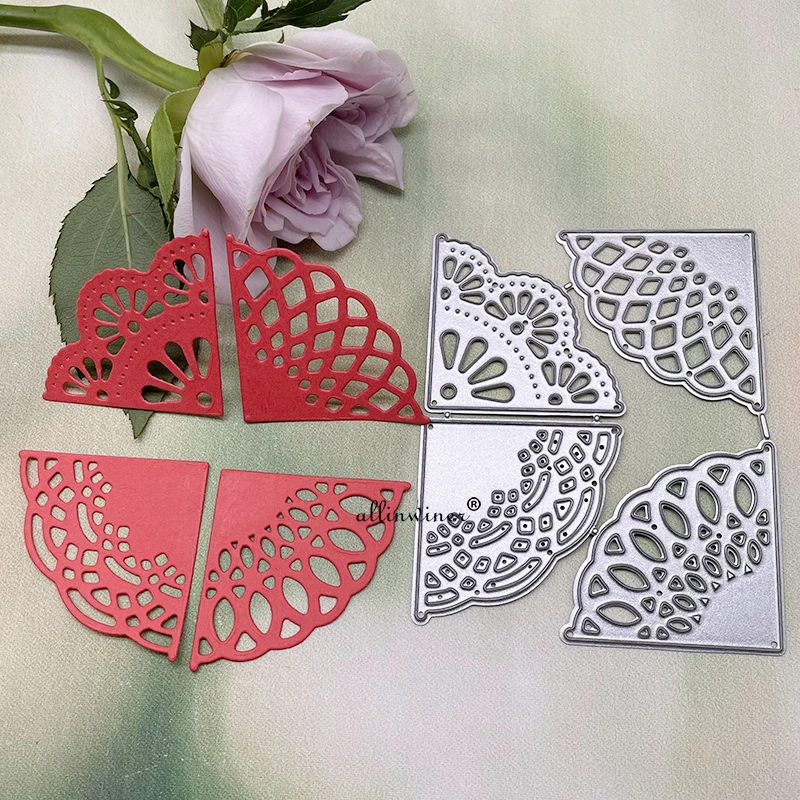 

4pcs Lace corner frame DIY Craft Metal Cutting Die Scrapbook Embossed Paper Card Album Craft Template Stencil Dies