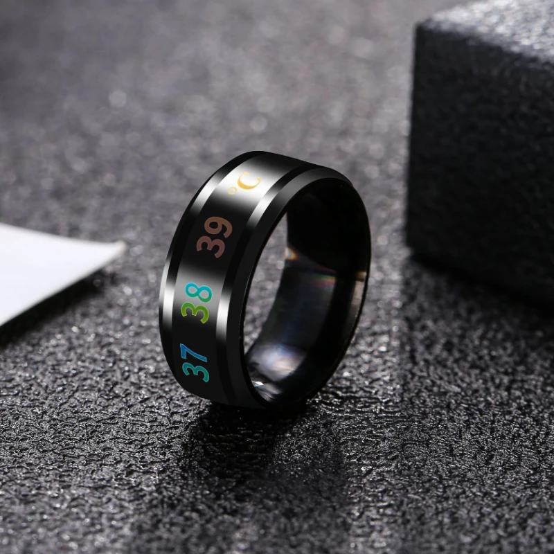 

Multifunctional Waterproof Intelligent Smart Temperature Couple Ring Titanium Steel Finger Jewelry Fingertip Temperature Sense