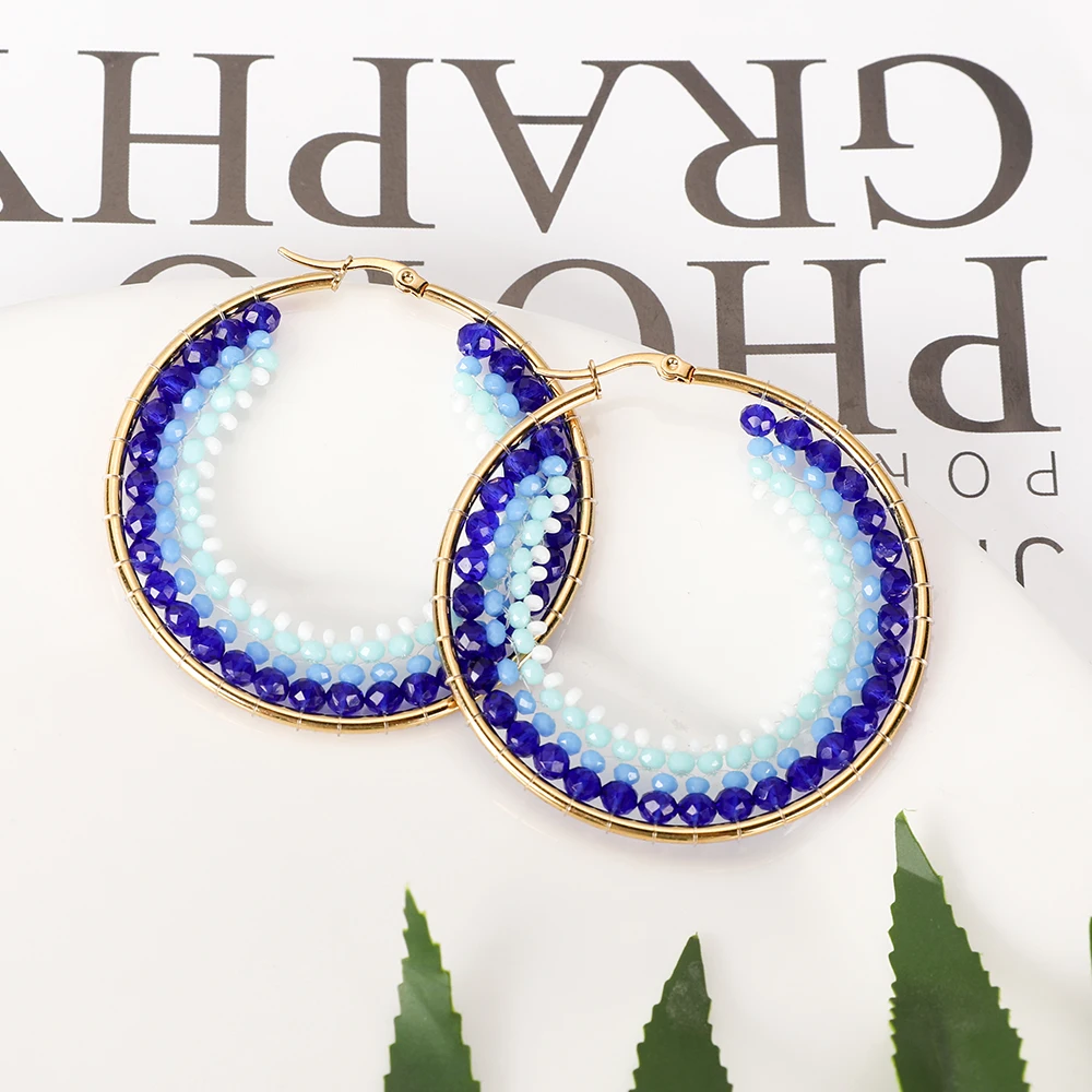 Новые серьги из нержавеющей стали высококачественные ручной работы с рисовыми