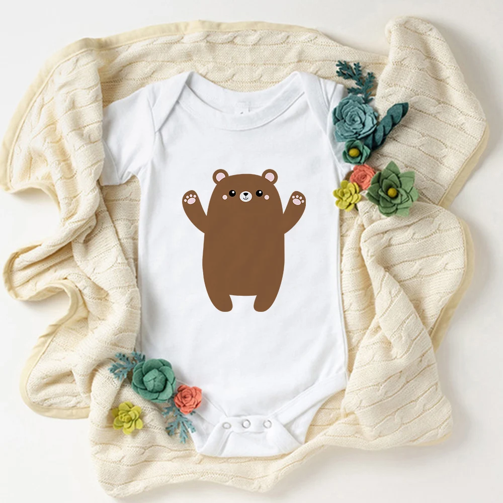 

Детское боди с милым маленьким медведем, модная мультяшная Одежда для новорожденных мальчиков и девочек, комбинезоны, популярная Европейск...