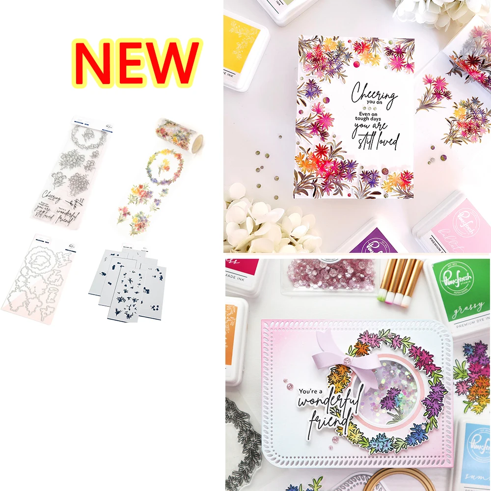 

RAINBOW DAISIES New Metal Cutting Dies and Washi Silicone Stamps Stencil DIY Scrapbooking Paper Handmade Album Die Sheets Greet