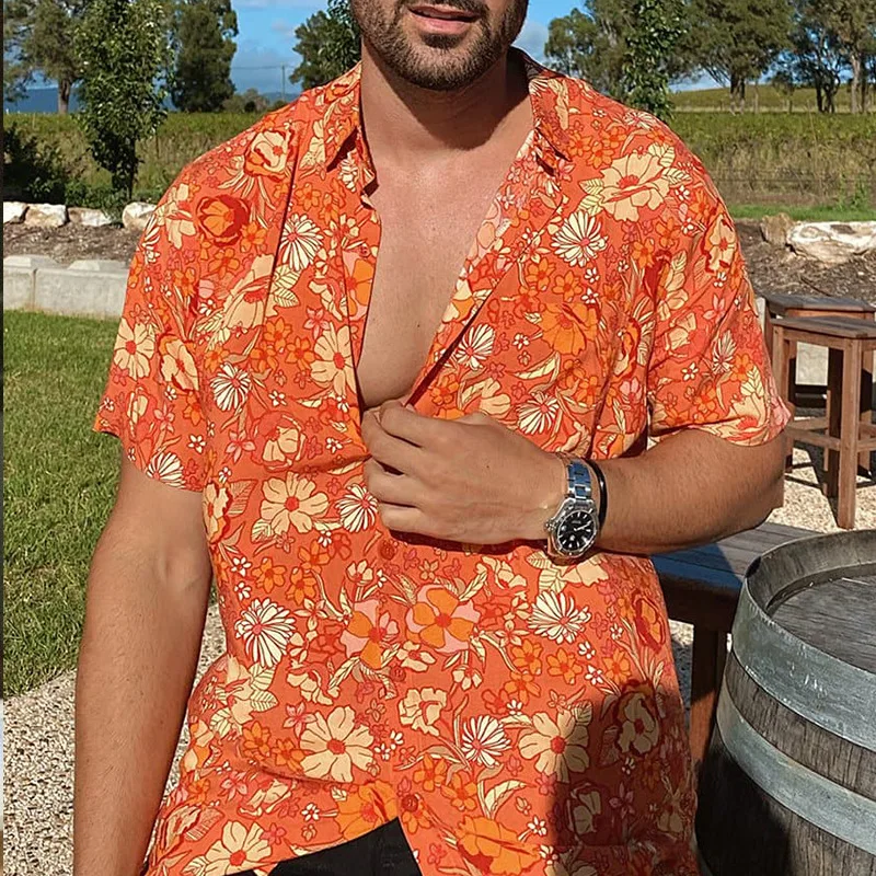 

Men's Short Sleeve Shirt 2023 Summer New Travel Holiday Beach Fashion Printed Casual Large Size Shirt