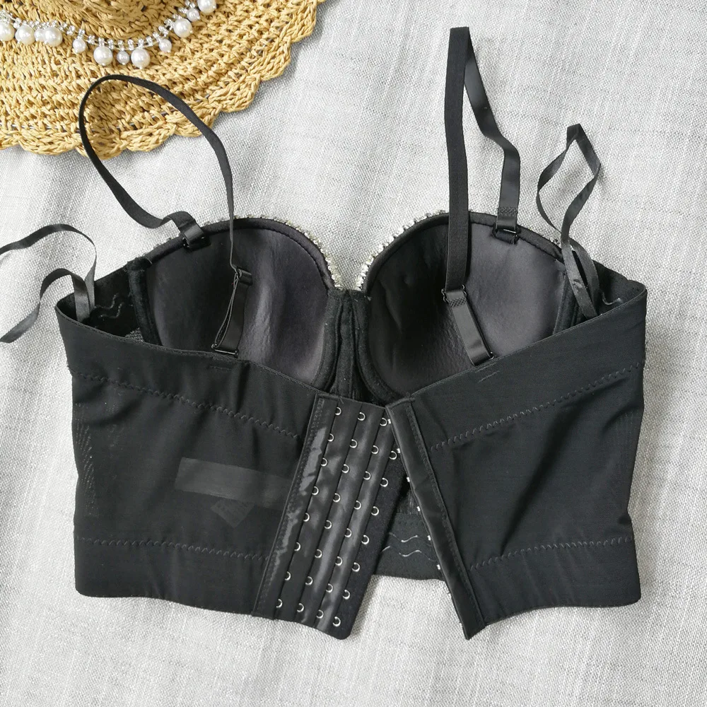 Роскошные летние женские топы со стразами модный топ на бретельках для вечерние