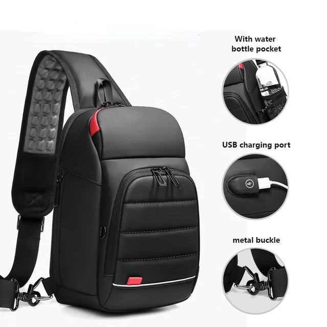 Нагрудная сумка EURCOOL мужская с USB-зарядкой, многофункциональная сумочка-мессенджер, чемоданчик на плечо 9,7 дюйма