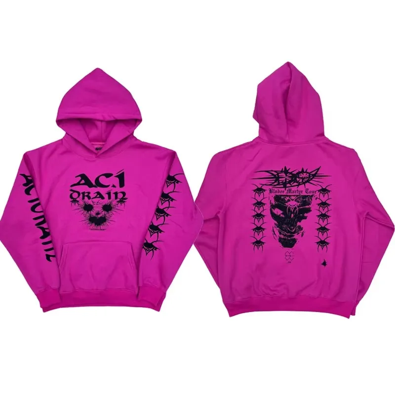 Фото Новые мужские толстовки с капюшоном Drain Gang Bladee ACID RAIN MARTYR TOUR, вельветовые, хлопковые, из плотного флиса, US E214 №1