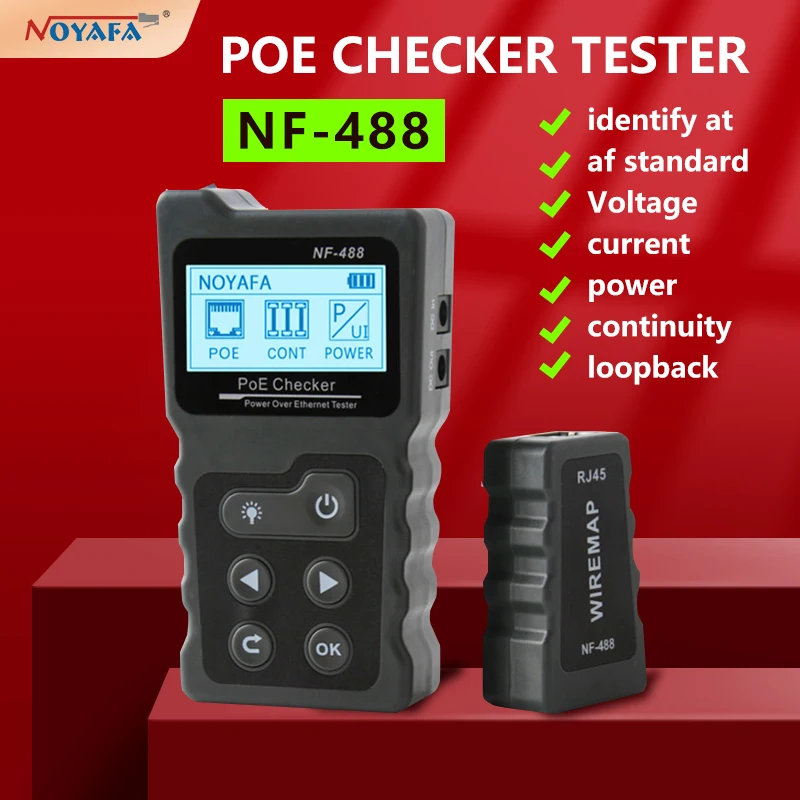 

NOYAFA NF-488 PoE Power Test Network Cable Tracker Checker Over the Ethernet cat5,cat6 Online Lan Tester Tools Switch