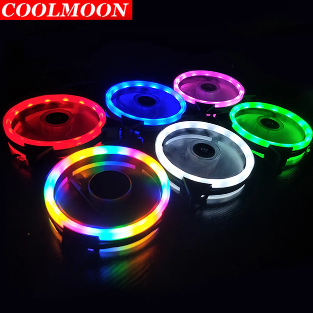 COOLMOON-вентилятор с двойной диафрагмой компьютерный чехол охлаждающий вентилятор