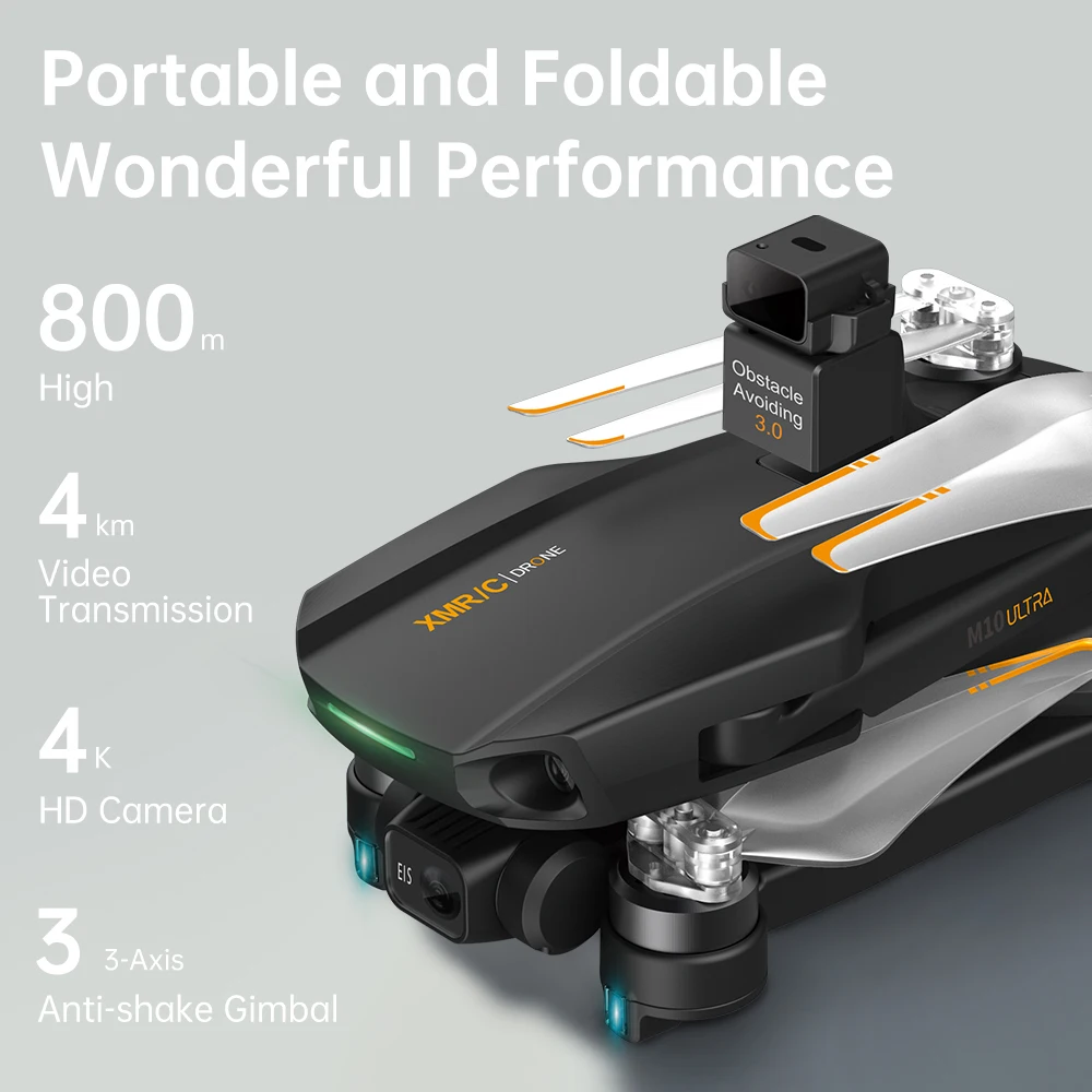

M10 ультра Дрон 5 км 4K Профессиональный GPS 3-осевой EIS 5G Wifi Квадрокоптер с дальностью 800 м профессиональная камера с бесщеточным Мотором