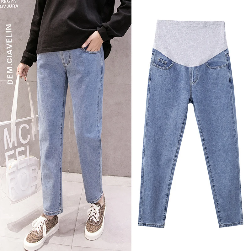 

Straight Denim Maternity Jeans Spring Autumn High Waist Stretch Flared Casual Pregnancy Pants Clothes for Women Pregnant Trouser