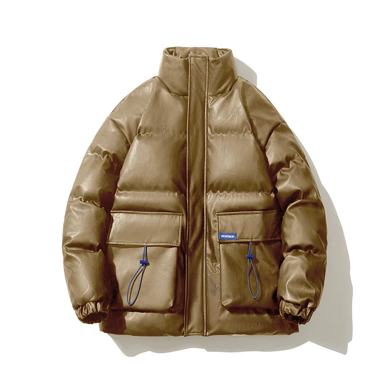 2022 Winter Jacket Men Warm Fashion Casual Thickened Leather Jacket Men Streetwear Loose Short Leather Coat Mens Parker Clothes