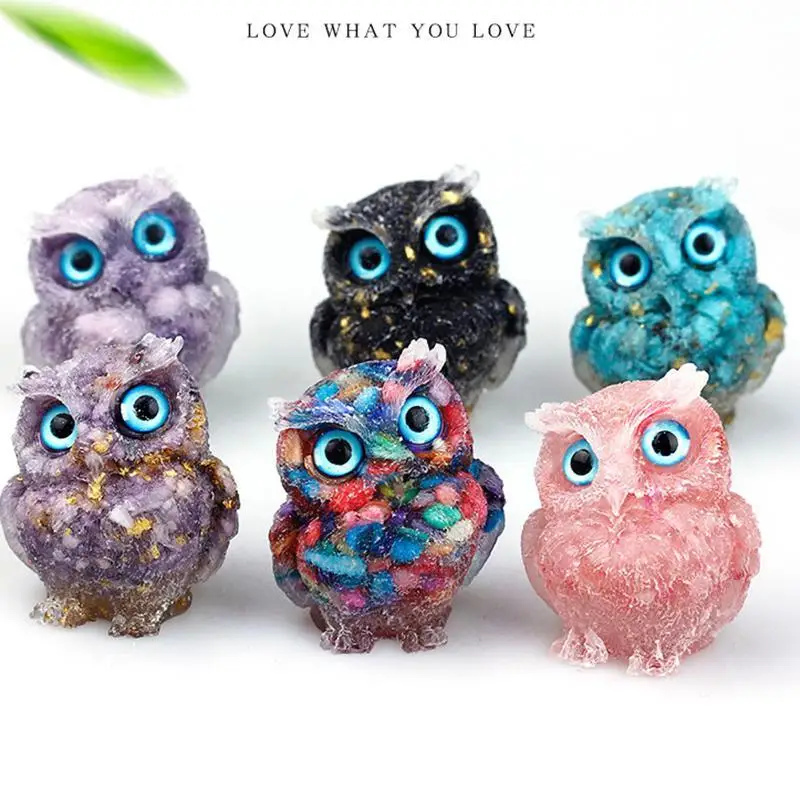 

Cute Owl Crystal Stone Crafts Home Decoration Animal Home Table Gifts Collect Figurines Decor Table Resin Decor Decor K3g9