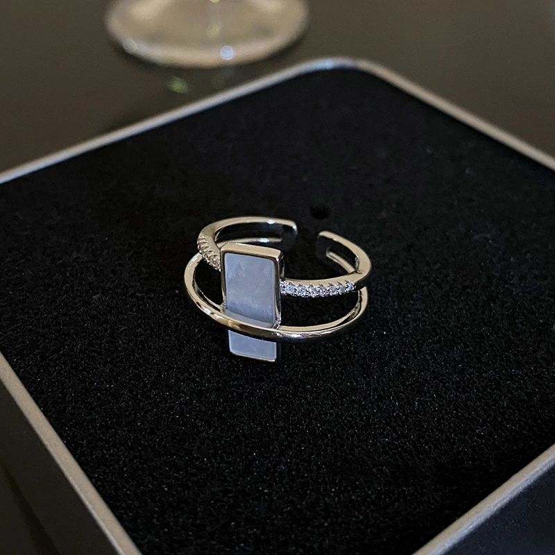 

Silver Color Square Oil Drop Zircon Rings for Women 2023 New Design Luxury High Grade Index Ring Fashion Jewelry Gift