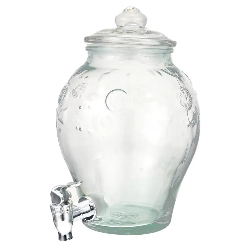 

1pc Glass Sealing Can With Faucet Fruit Juice Wine Storage Can Airtight Juice Jar With Faucet Glass Sparkling Wine Bottle