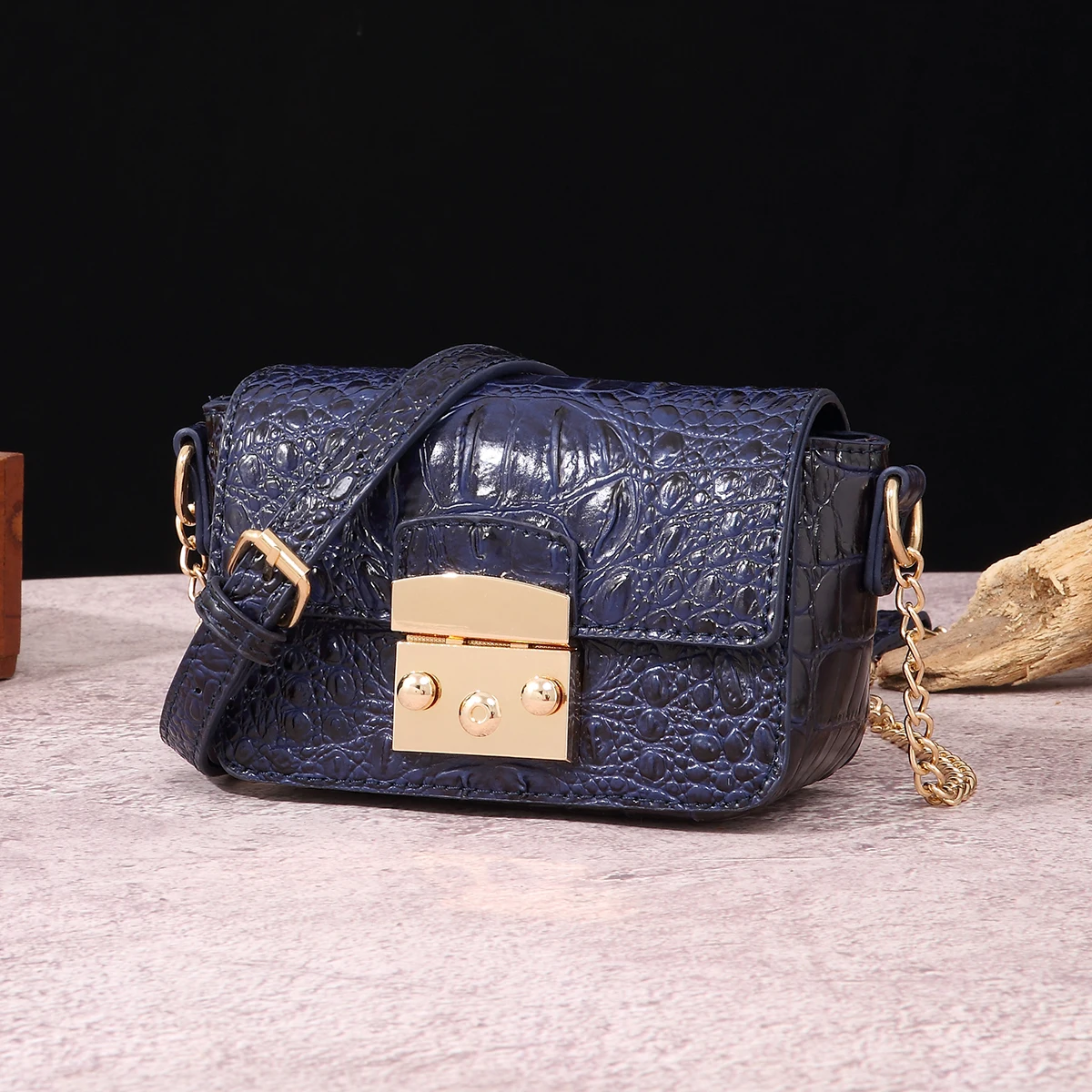 Цветной крокодиловый узор мини-замок флип-сумка для телефона сумка через плечо