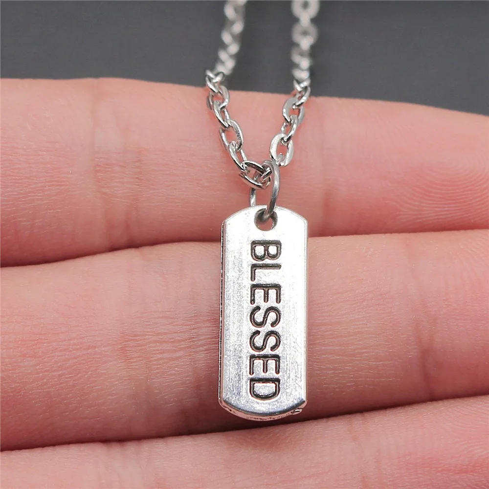 

Dropshipping 2 Colors 21x8mm Blessed Pendant Necklace Jewelry For Women
