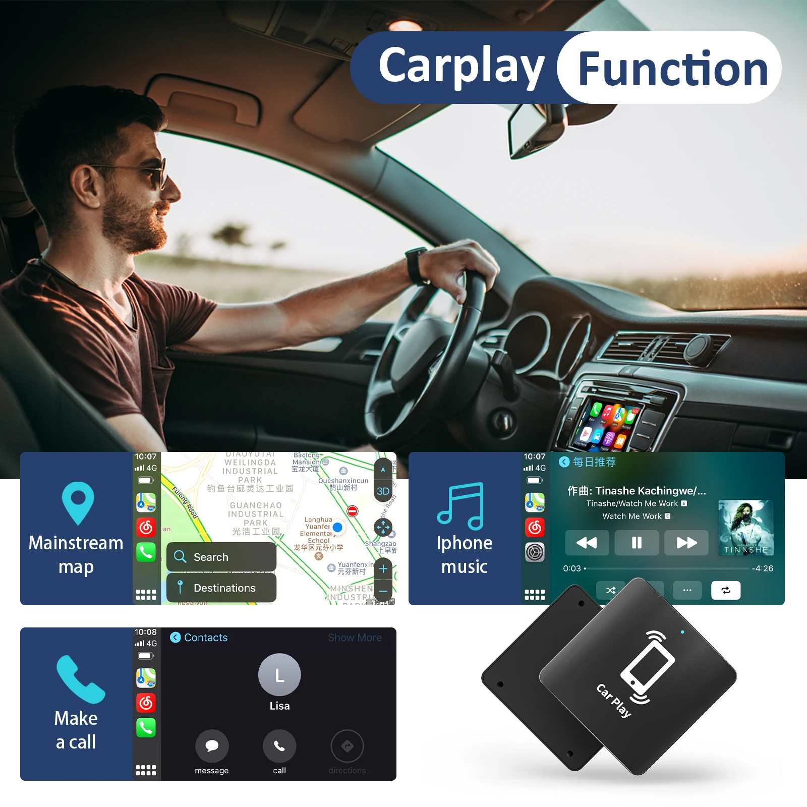 

Беспроводной адаптер Carplay для Audi, Volkswagen, Bluetooth, Wi-Fi, подключение Apple Carplay, переходник для автомобильных аксессуаров после 2017 г.