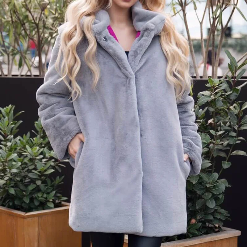 Faux Fur Coat Women 2022 Autumn Winter Casual Long Loose Jacket Female Soft Fur Plush Outwear Thick Warm Oversize Clothing