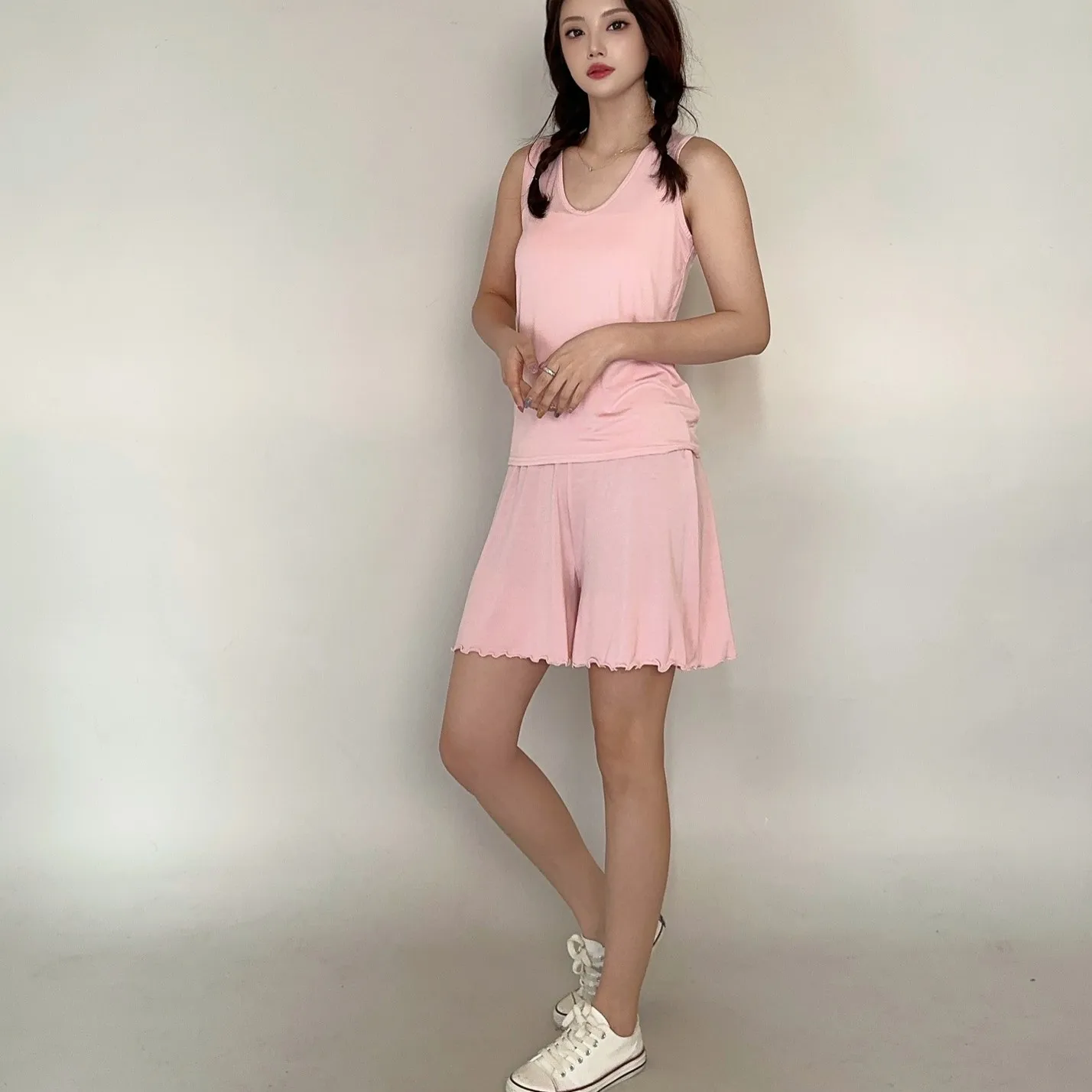 Майки и шорты из модала с U-образным вырезом. Летняя женская домашняя одежда.