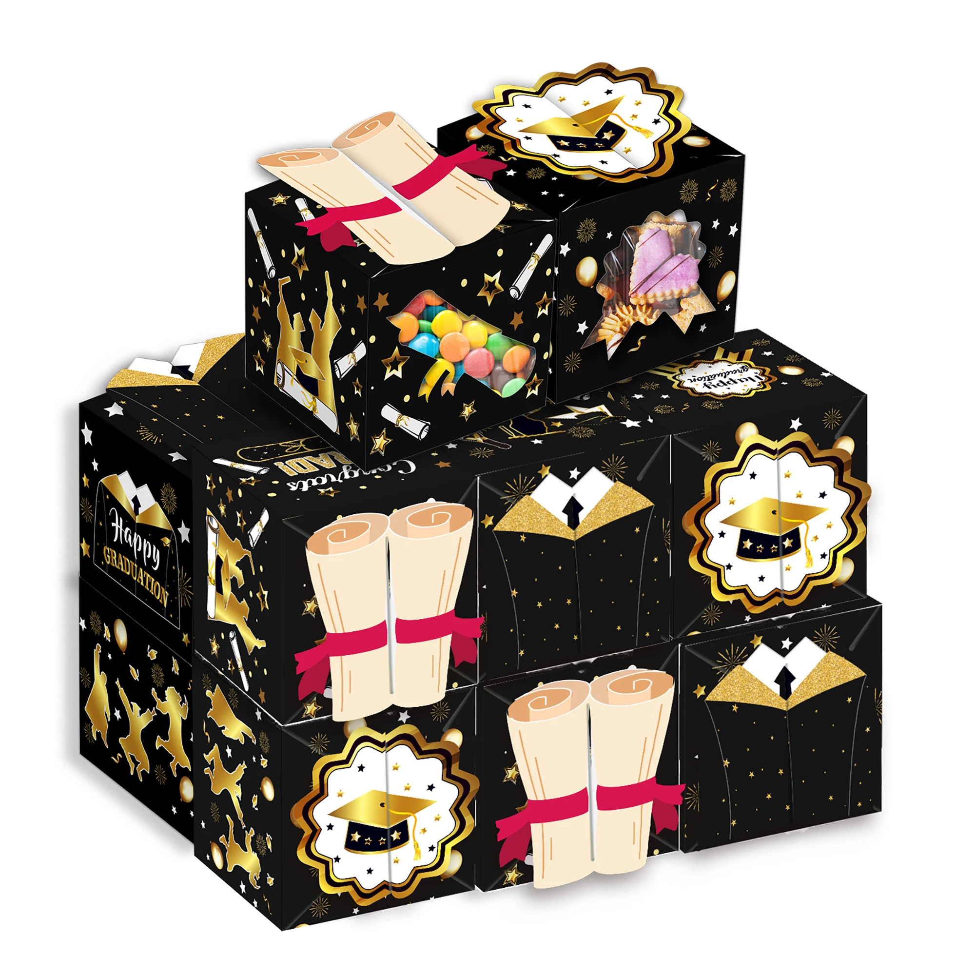 

KZ025 12 шт. оконные подарочные коробки для окончания учебного заведения