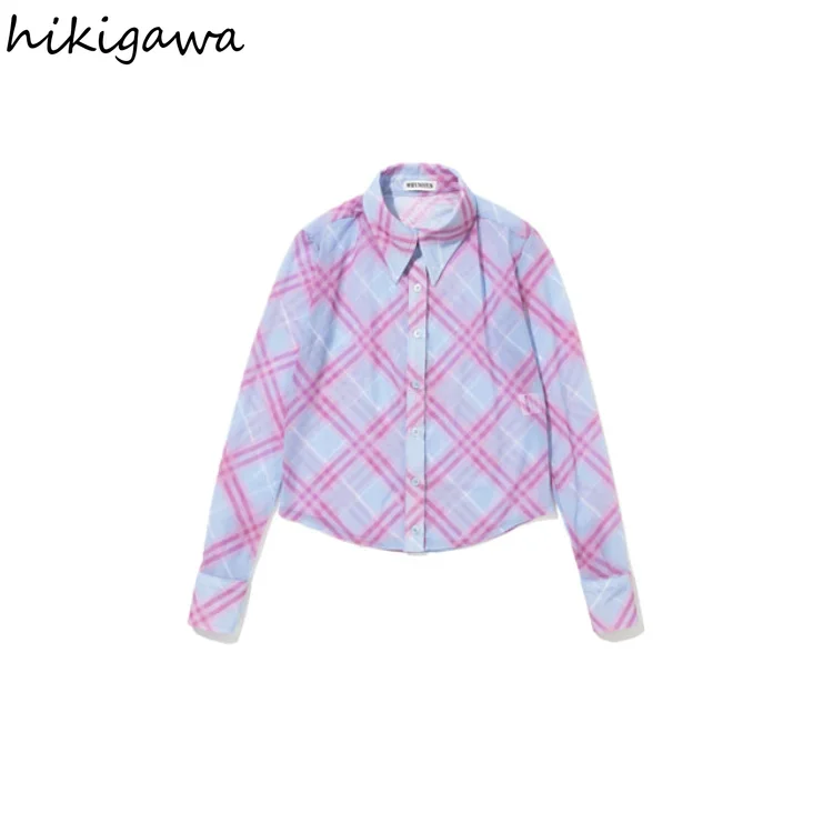 Летняя блузка для женщин модные клетчатые просвечивающие рубашки 2023 женские