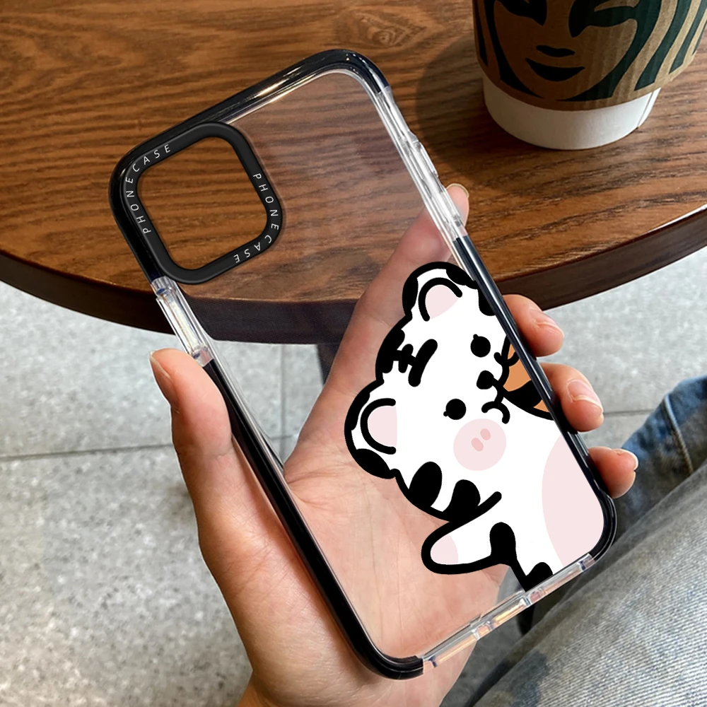 

Cartoon Cute Tiger Phone Case for iPhone 14ProMax 14Plus 13 12 11 Pro Max Transparent Protection Back Cover Soft Silicone Capas