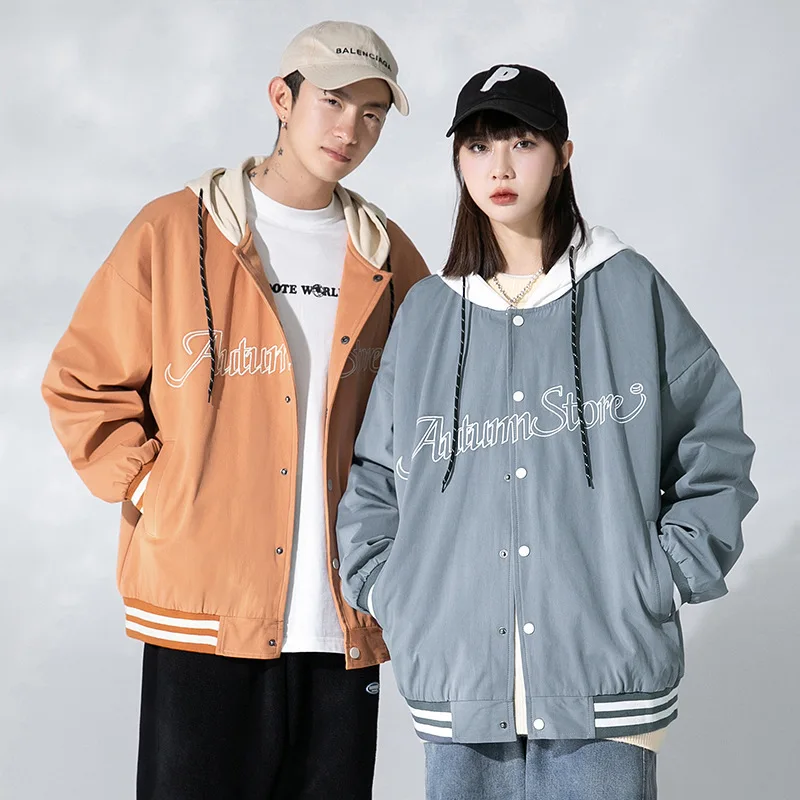 

Мужская одежда Hanlu в японском стиле, новинка осень-зима 2022, бейсбольная униформа для пары, Мужская фальшивая модная брендовая одежда из двух ...