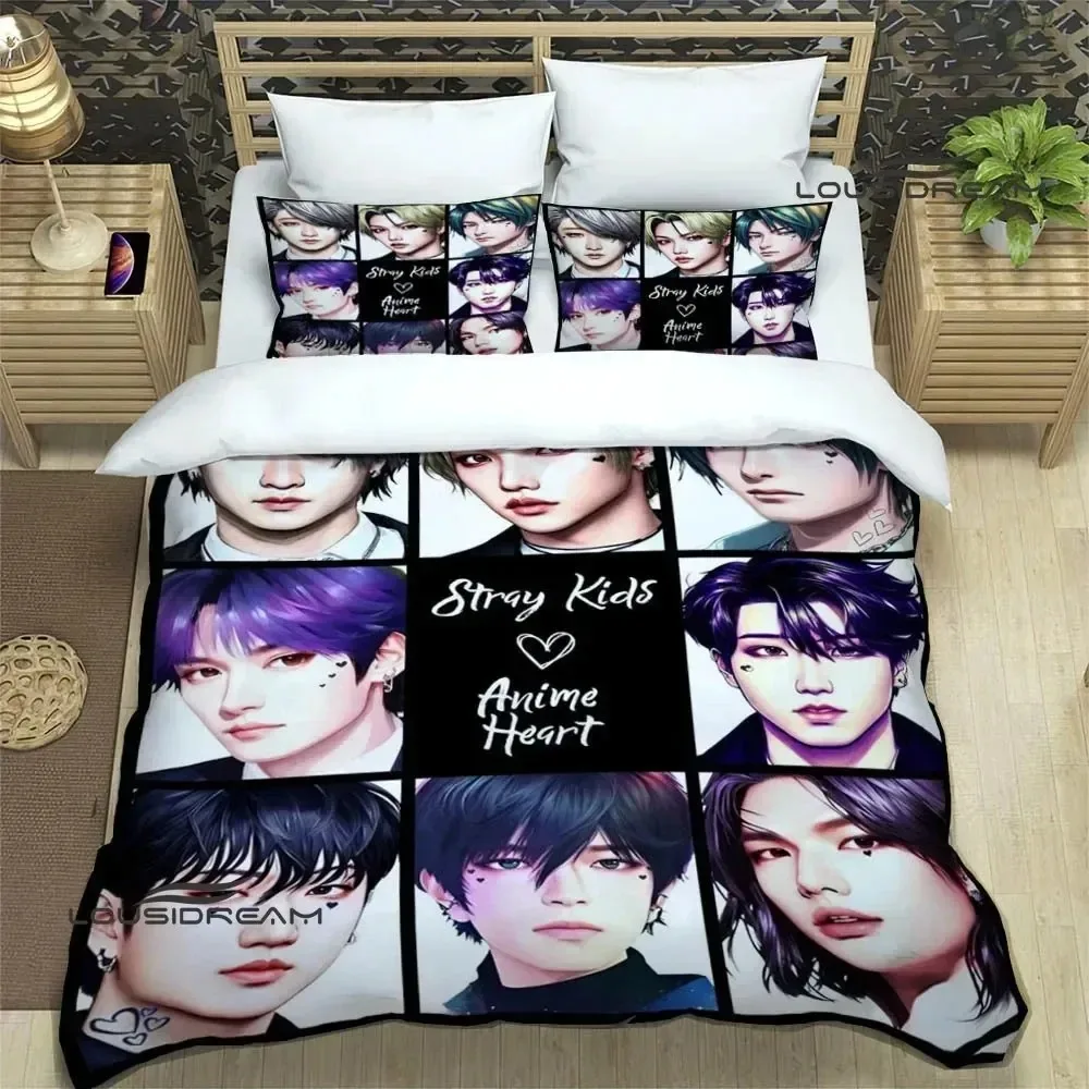 KPOP S-Stray-K-Kids print Bedding Sets exquisite bed supplies set duvet cover comforter bedding luxury birthday gift |