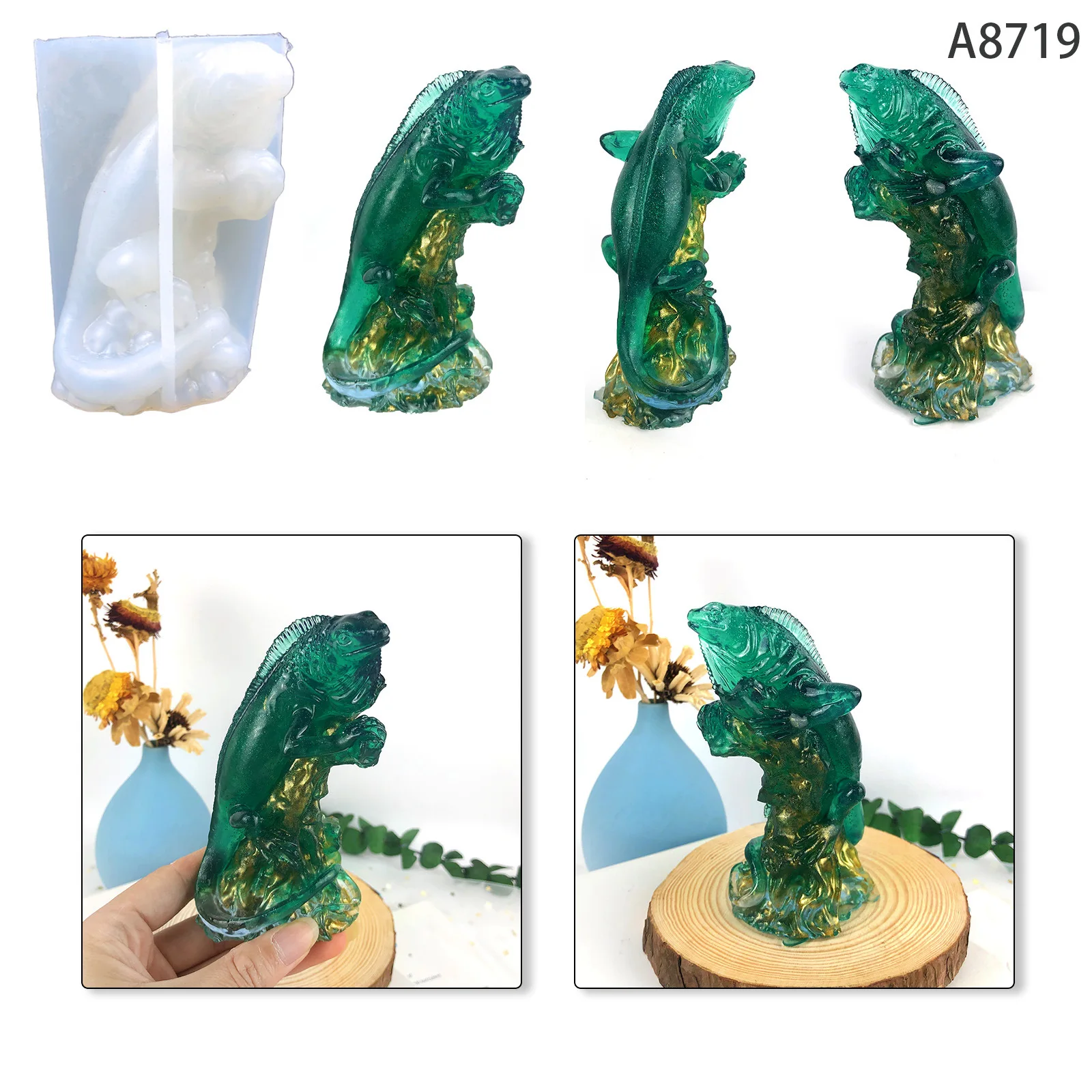 

DIY ящерица 3D настольное украшение кристалл капли гель форма 3D Ящерица аромат украшение силиконовая форма