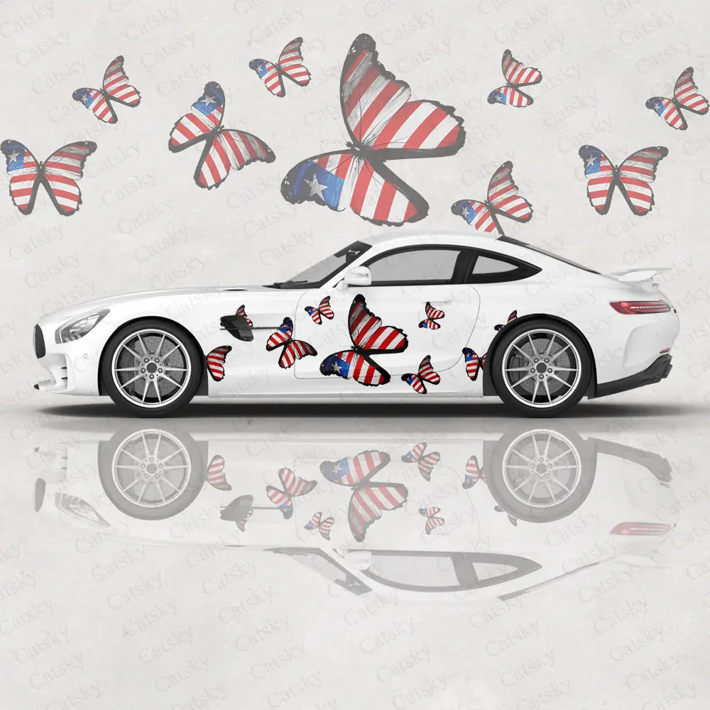 

Пользовательский флаг США бабочка Автомобильная Наклейка на капот Дверь Корпус виниловая наклейка графическая оболочка аксессуары для украшения подарок