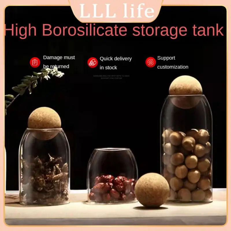 

Can With Ball Cork Lid Food Bottle Container For Tea Coffee Cereals Candy Bean Nut Pepper Shaker Sealed Storage Tank Glass