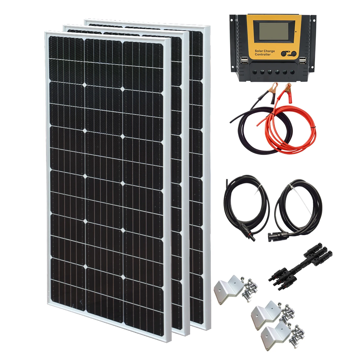 

BOGUANG 300W Monocrystalline Solar Panel Kit OR 3 units of 100 Watts Glass Panel Solar for Motorhome Boat Caravan house